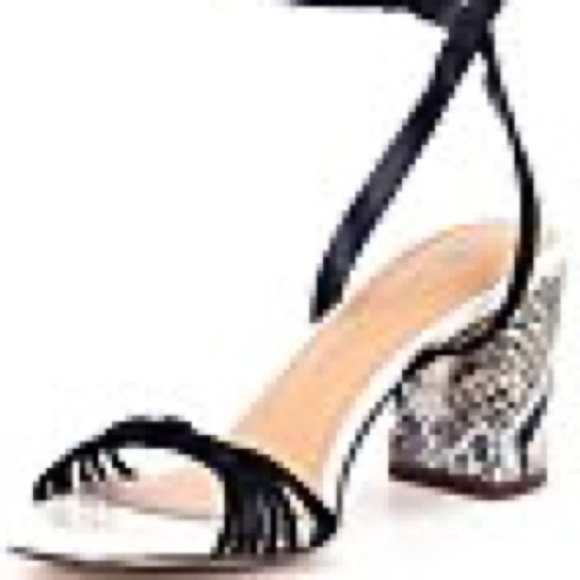 Square Toe Strappy Block Heel Snake Print Sandals - Picture 3 of 6